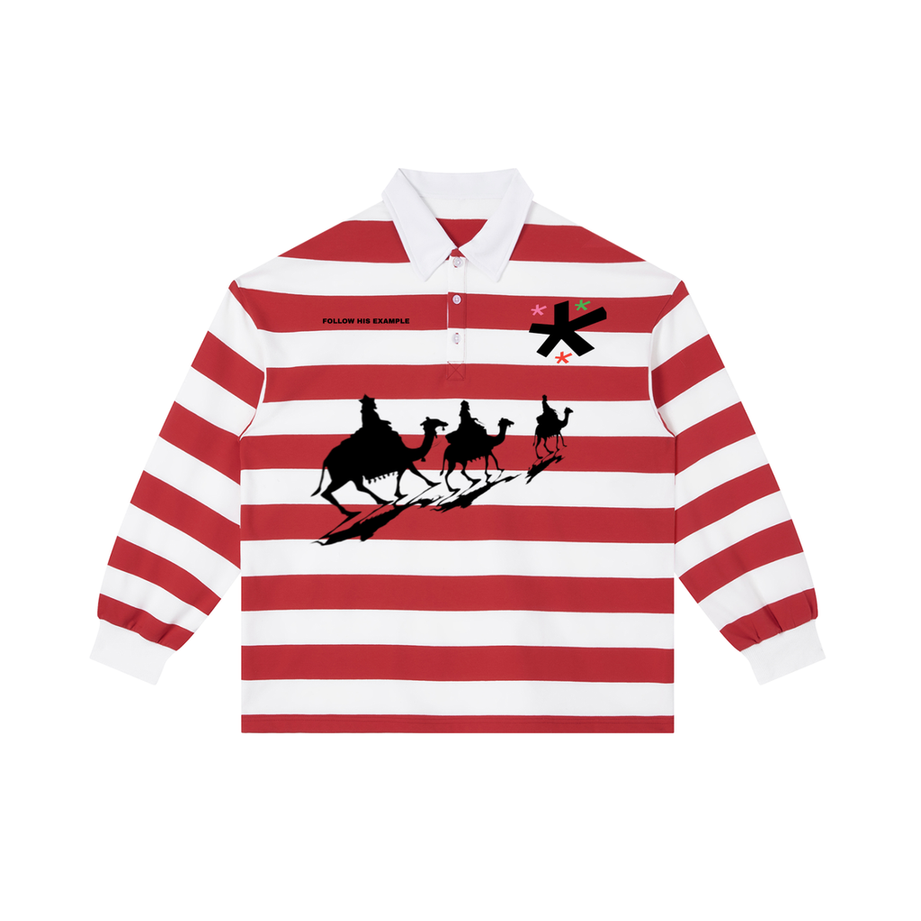"Where's Savior " V1 Striped Rugby Shirt