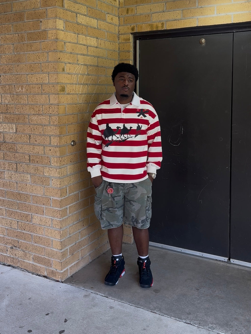 "Where's Savior " V1 Striped Rugby Shirt