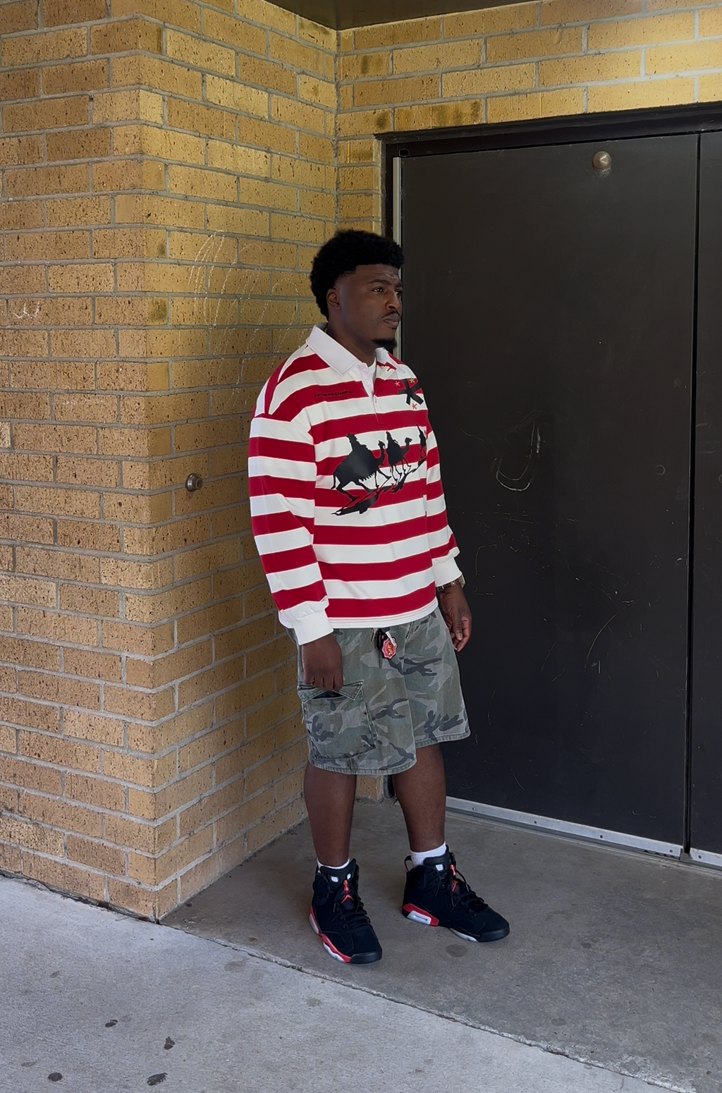 "Where's Savior " V1 Striped Rugby Shirt