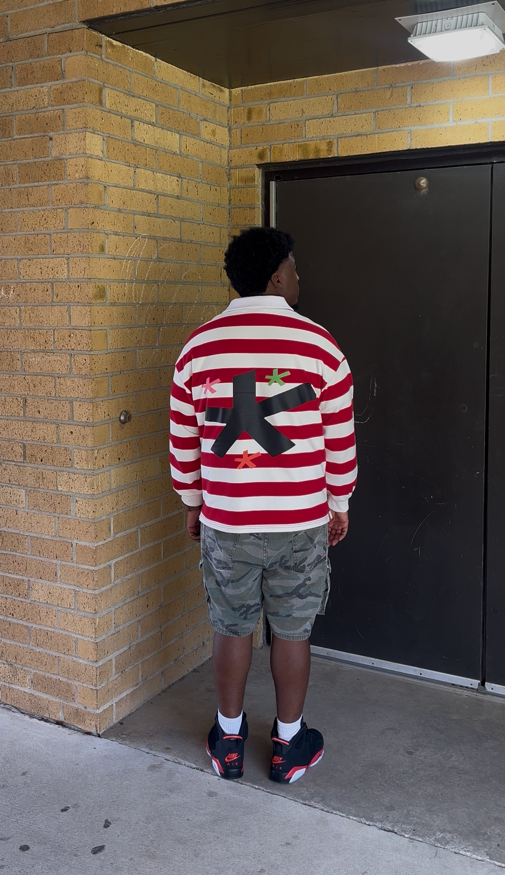 "Where's Savior " V1 Striped Rugby Shirt